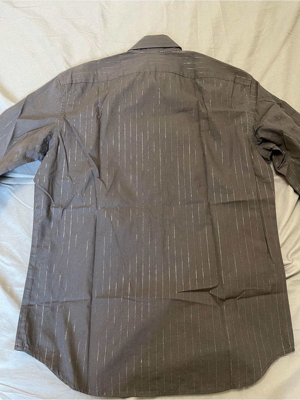Versace Men's Black Pinstripe Long-Sleeve Dress Shirt - Picture 2 of 5